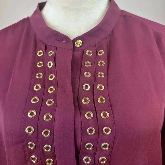 🔥 Host Pick 🔥Michael Kors burgundy top with gold grommets size 14 - Picture 4 of 11